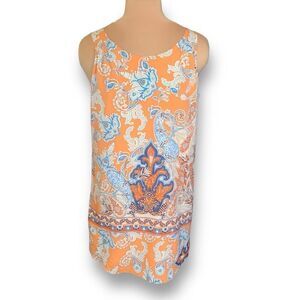 Lila Rose Dress Orange Boho‎ Paisley Print Sleeveless Scoop Neck Mini Size 12